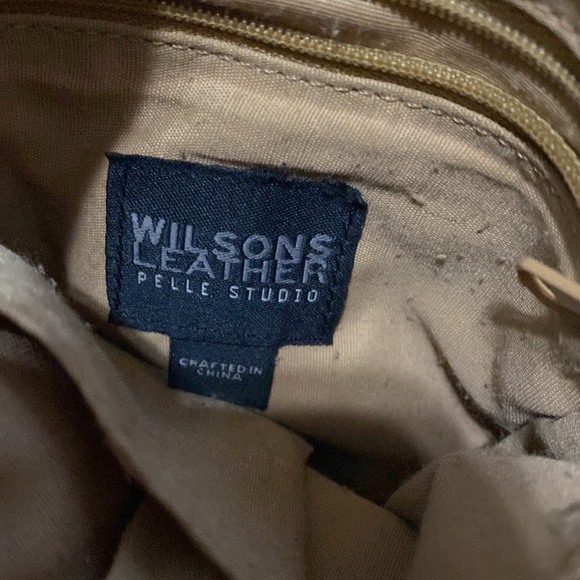 Vintage Wilson Pelle studio Tan Leather Crossbody pocket bag women S Y2K travel - Picture 6 of 8